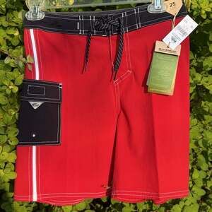 Quiksilver Saturn Boardshorts Youth Size 10 Waist 25” Salsa Red Swim Trunks NWT
